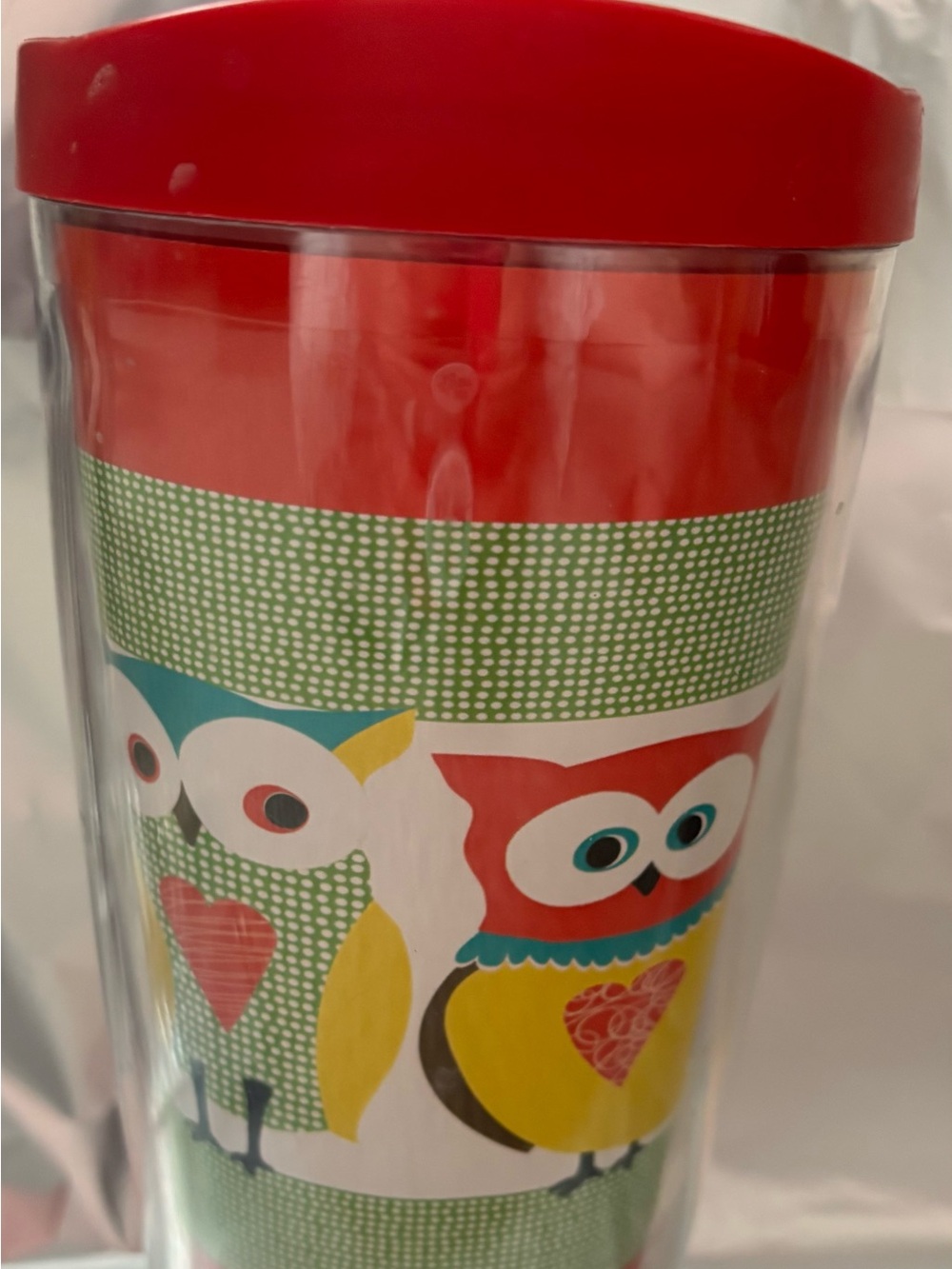 Signature Red Owl Print Travel Tumbler with Multicolor Accents
